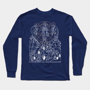 White Transfiguration | Μεταμορφωσις | Russian Outline of the Icon of the Transfiguration Long Sleeve T-Shirt